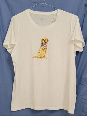J. Crew White Tee with Yellow Retriever Graphic